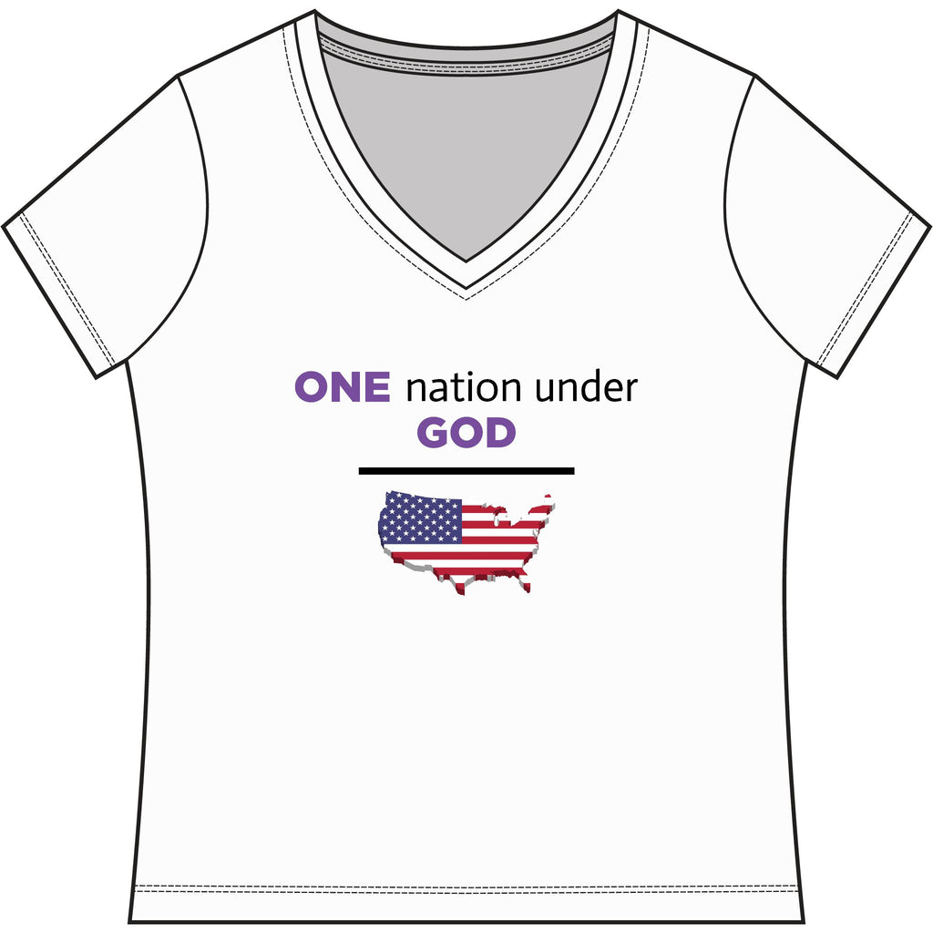 Women's "One Nation Under God" Patriotic V‑Neck Tee
