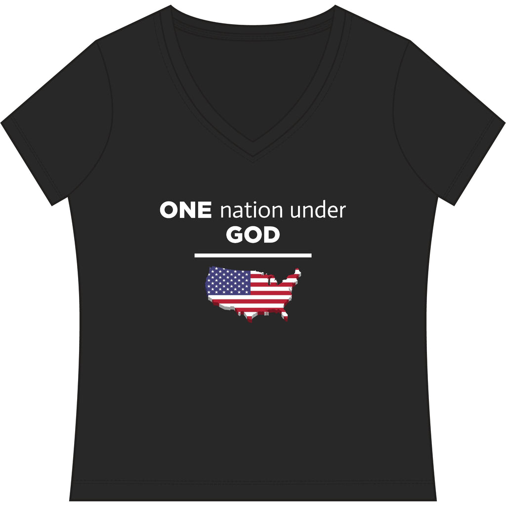 Women's "One Nation Under God" Patriotic V‑Neck Tee