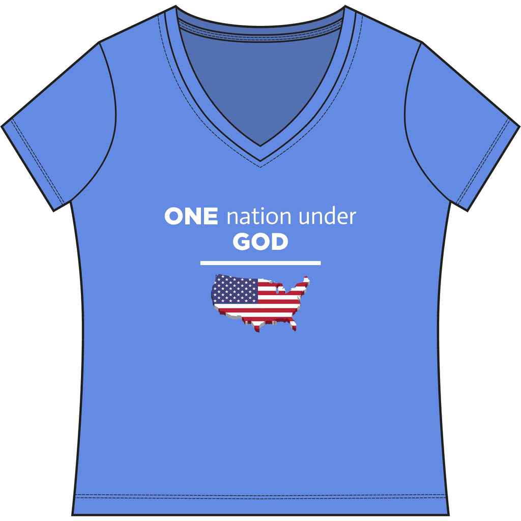 Women's "One Nation Under God" Patriotic V‑Neck Tee