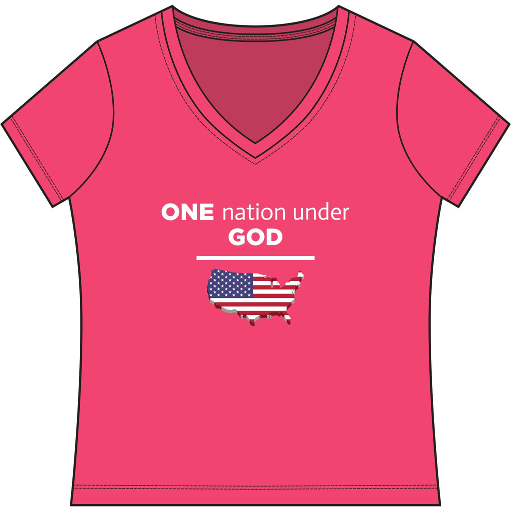 Women's "One Nation Under God" Patriotic V‑Neck Tee