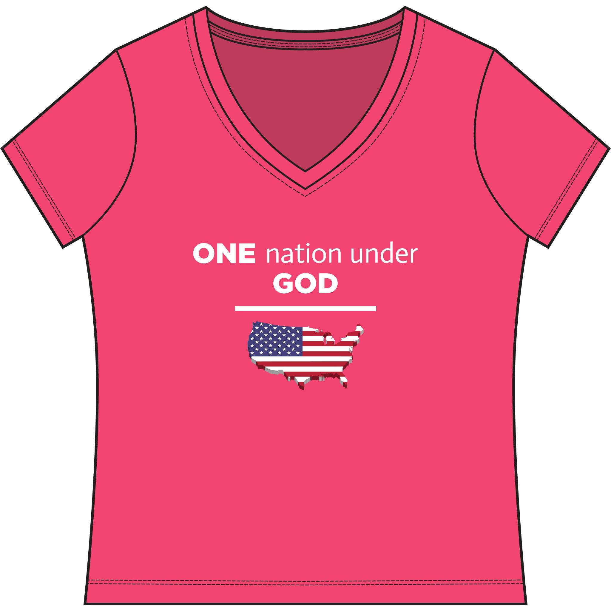 Women's "One Nation Under God" Patriotic V‑Neck Tee