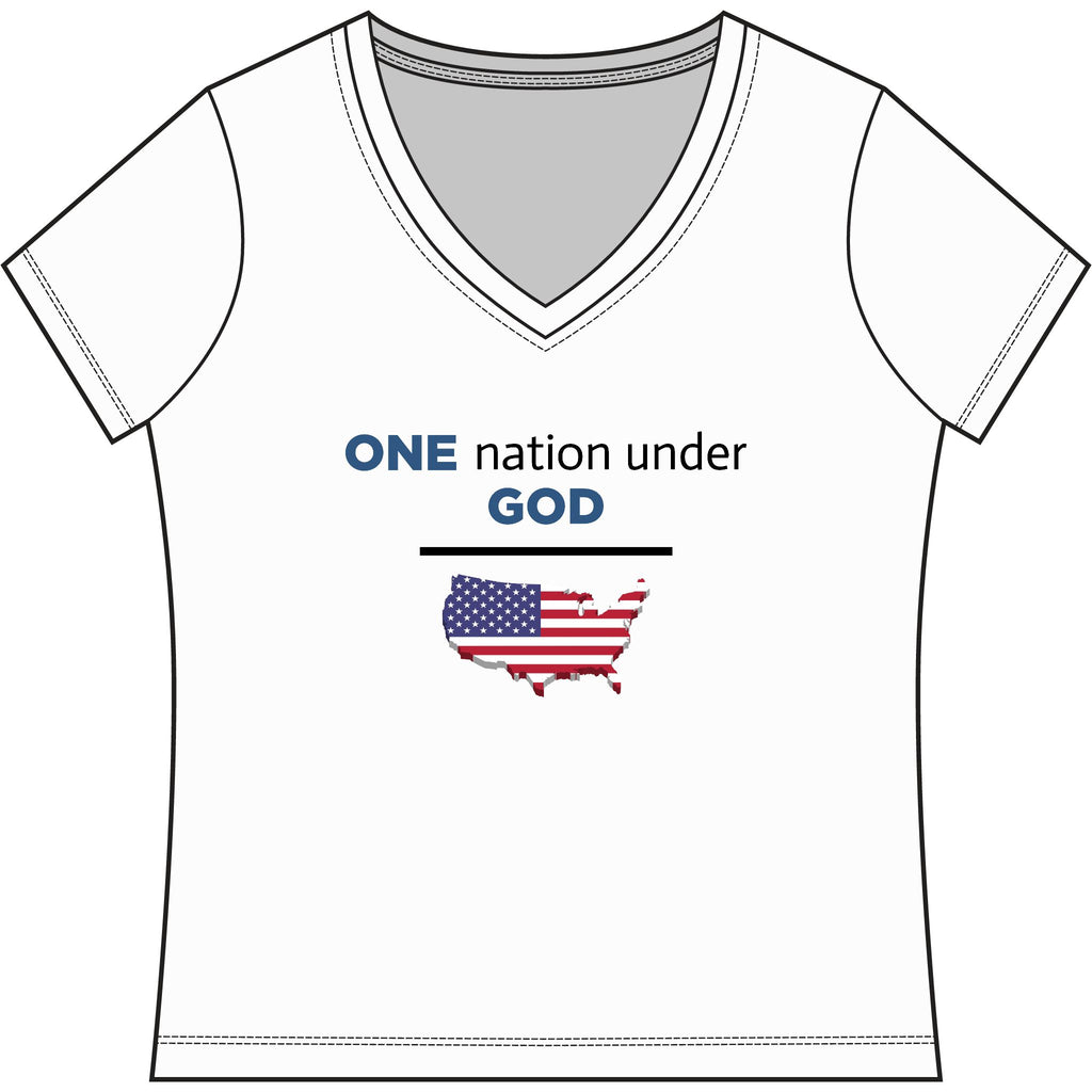 Women's "One Nation Under God" Patriotic V‑Neck Tee