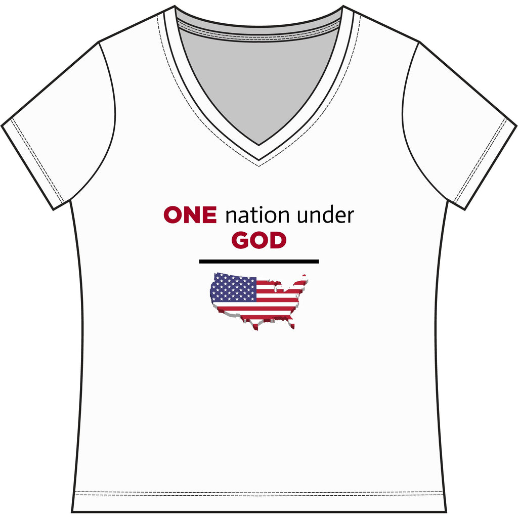 Women's "One Nation Under God" Patriotic V‑Neck Tee